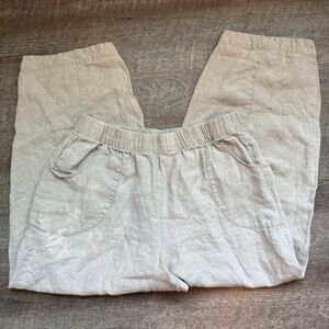 Flax Linen Crop Capri Pants Cream Size  Large With Flaws